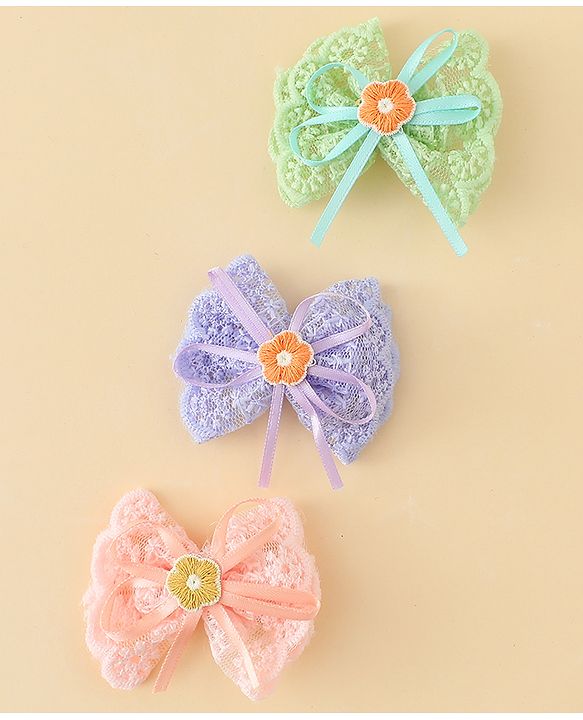 Babyhug Hair Clips With Floral Applique Pack of 3 - Multicolor