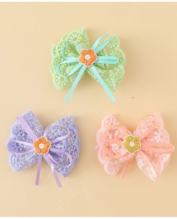 Babyhug Hair Clips With Floral Applique Pack of 3 - Multicolor