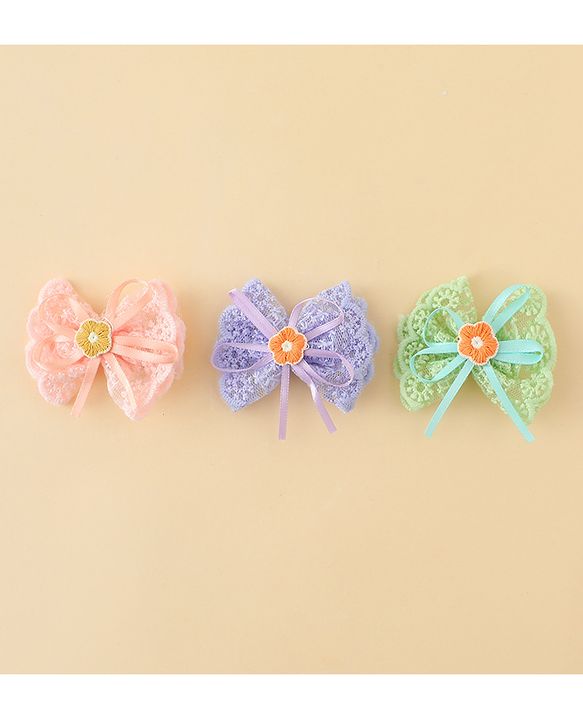 Babyhug Hair Clips With Floral Applique Pack of 3 - Multicolor