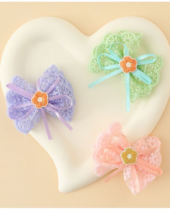 Babyhug Hair Clips With Floral Applique Pack of 3 - Multicolor