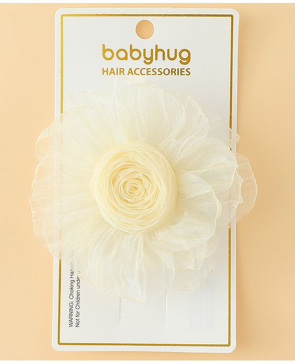 Babyhug Hair Clips With Floral Applique Pack of 1 - Cream