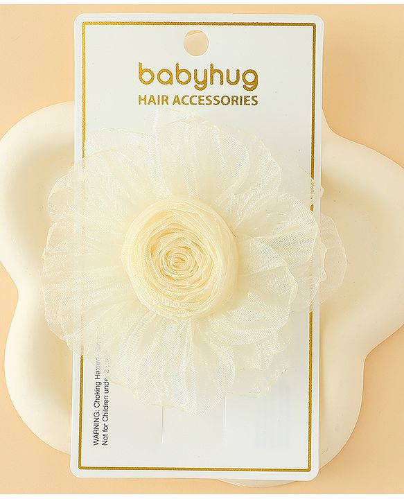 Babyhug Hair Clips With Floral Applique Pack of 1 - Cream