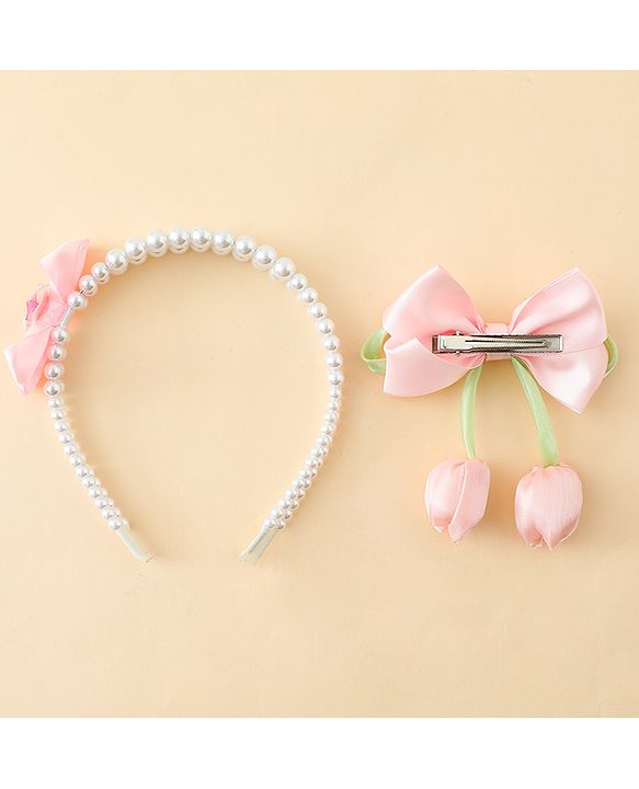 Pine Kids Hair Accessories Combo Set Free Size - Pink