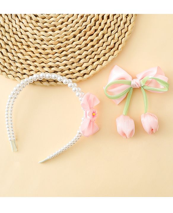 Pine Kids Hair Accessories Combo Set Free Size - Pink