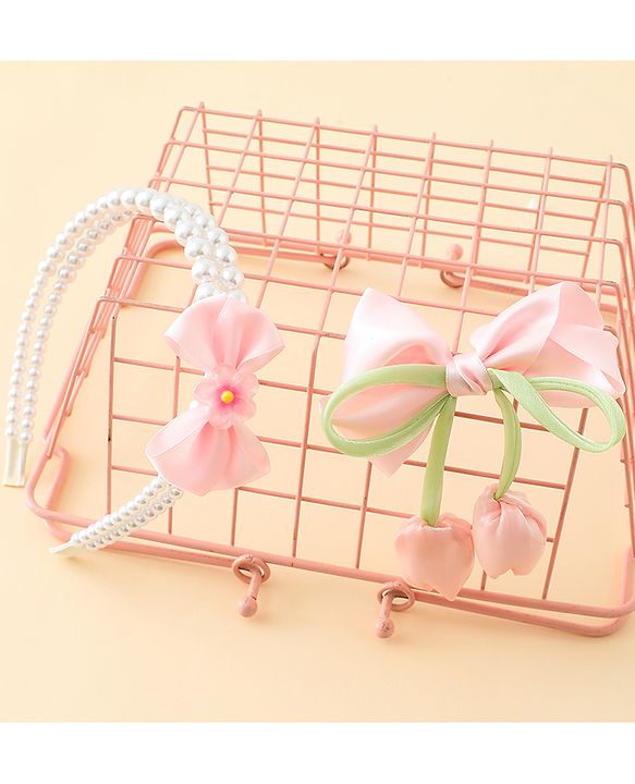 Pine Kids Hair Accessories Combo Set Free Size - Pink