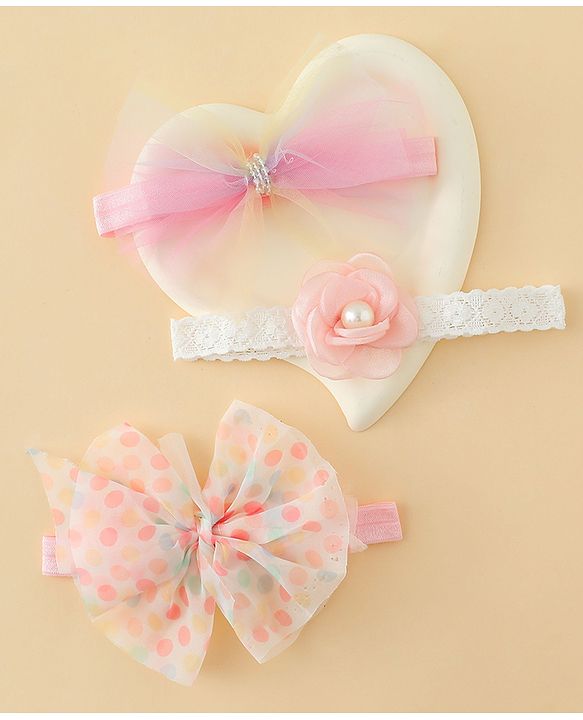 Babyhug Headbands With Floral & Bow Applique Pack of 3 - Multicolor