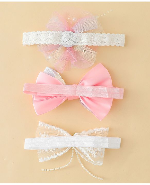 Babyhug Headbands With Bow & Floral Applique - Multicolor