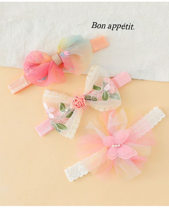 Babyhug Headbands with Bow Applique Pack of 3  - Multicolor