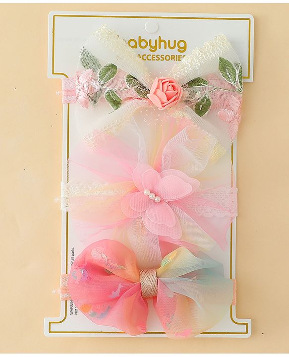 Babyhug Headbands with Bow Applique Pack of 3  - Multicolor