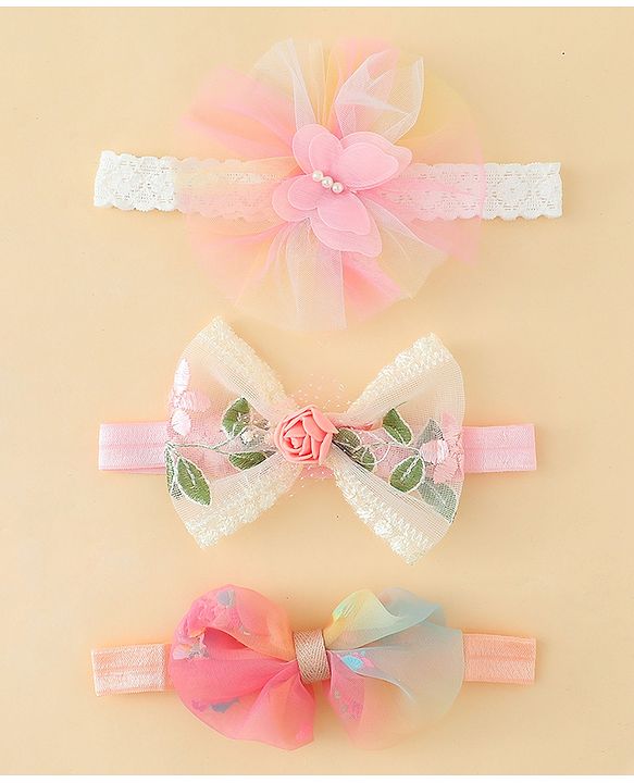 Babyhug Headbands with Bow Applique Pack of 3  - Multicolor
