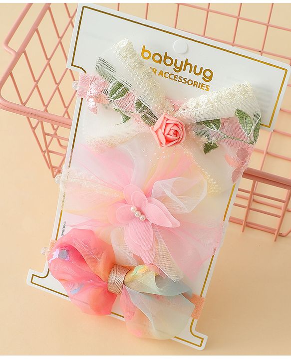 Babyhug Headbands with Bow Applique Pack of 3  - Multicolor