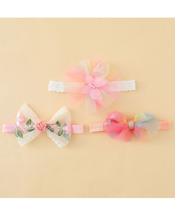 Babyhug Headbands with Bow Applique Pack of 3  - Multicolor