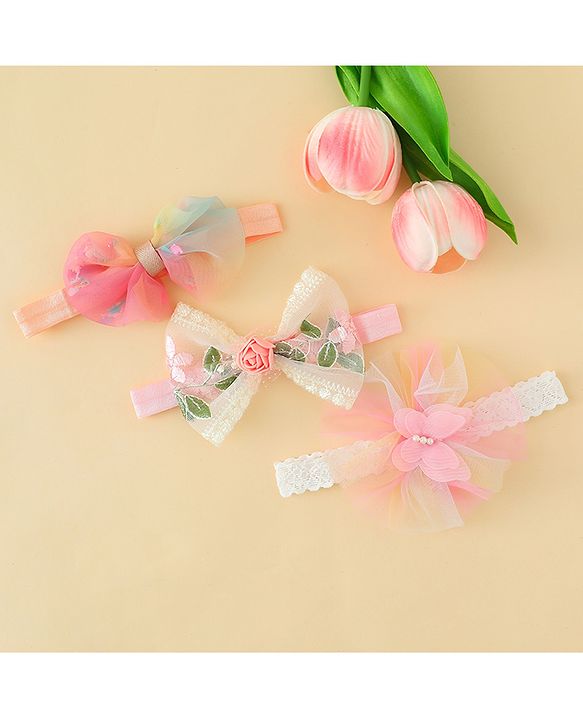 Babyhug Headbands with Bow Applique Pack of 3  - Multicolor