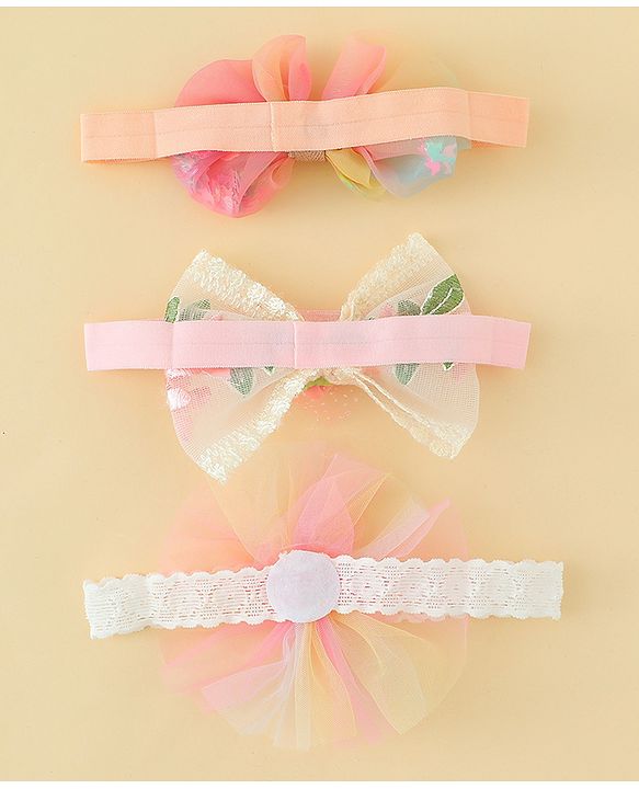 Babyhug Headbands with Bow Applique Pack of 3  - Multicolor