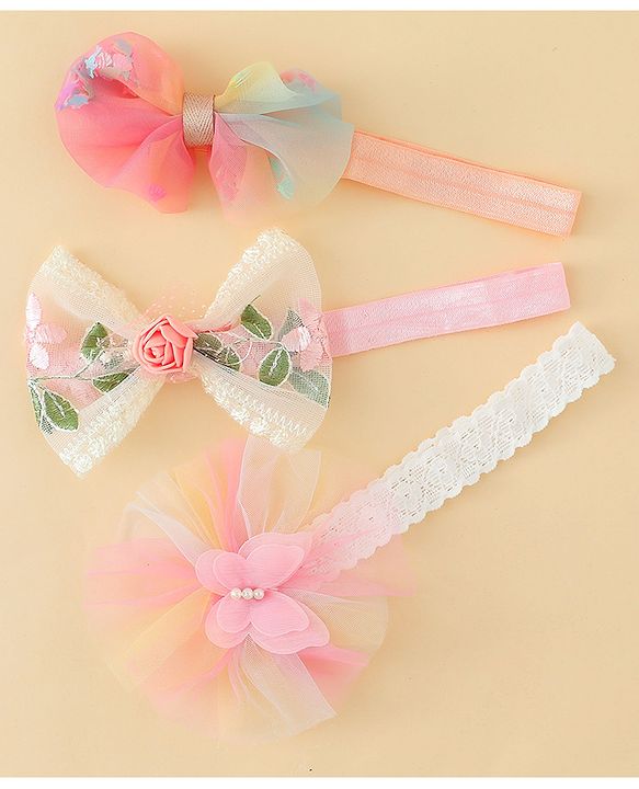Babyhug Headbands with Bow Applique Pack of 3  - Multicolor