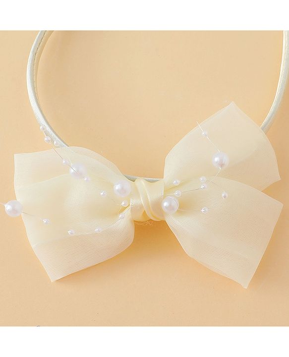 Babyhug Hair Bands with Bow & Floral Applique  Pack of 2 - White & Orange