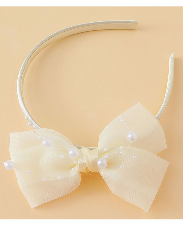 Babyhug Hair Bands with Bow & Floral Applique  Pack of 2 - White & Orange