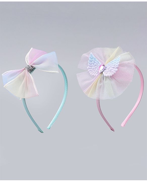 Babyhug Hair Bands With Floral & Bow Applique Pack of 2 - Multicolor
