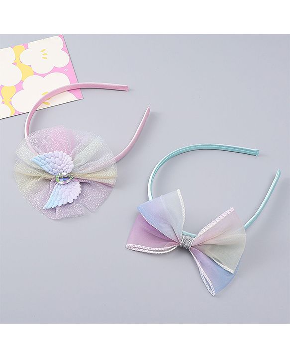 Babyhug Hair Bands With Floral & Bow Applique Pack of 2 - Multicolor