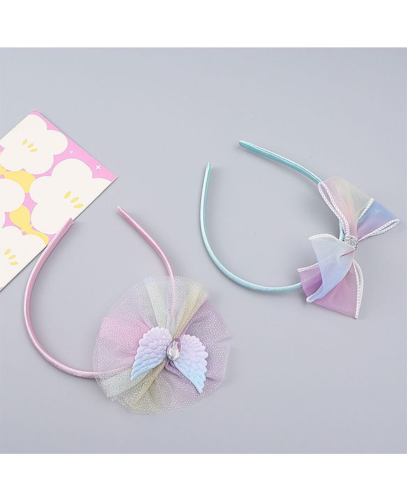 Babyhug Hair Bands With Floral & Bow Applique Pack of 2 - Multicolor