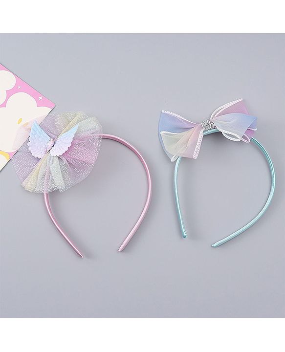 Babyhug Hair Bands With Floral & Bow Applique Pack of 2 - Multicolor