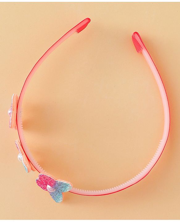 Babyhug Hair Bands with Bow & Butterfly Applique Pack of 2 - Purple & Red