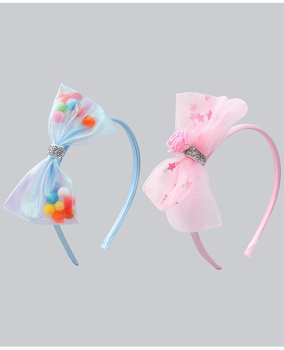 Babyhug Hair Bands with Bow Applique Pack of 2  - Multicolor