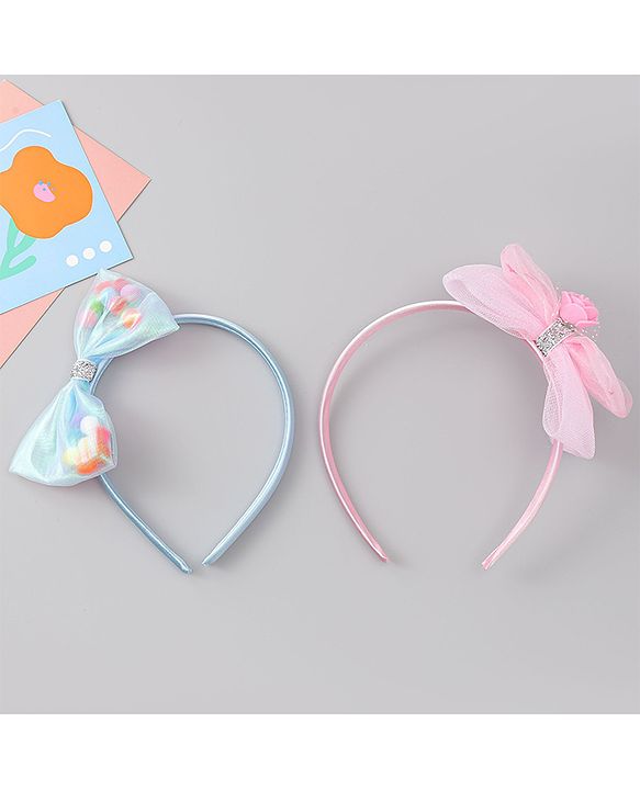 Babyhug Hair Bands with Bow Applique Pack of 2  - Multicolor