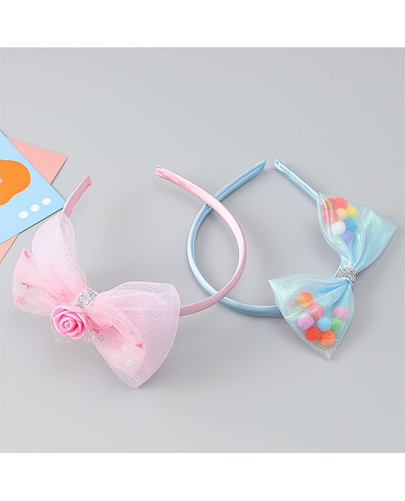 Babyhug Hair Bands with Bow Applique Pack of 2  - Multicolor
