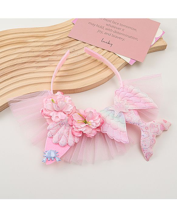 Babyhug Hair Bands With Floral & Marine Collection Applique - Pink