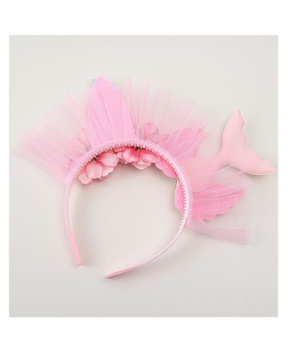 Babyhug Hair Bands With Floral & Marine Collection Applique - Pink