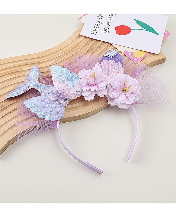 Babyhug Hair Bands With Floral & Marine Collection Applique - Pink