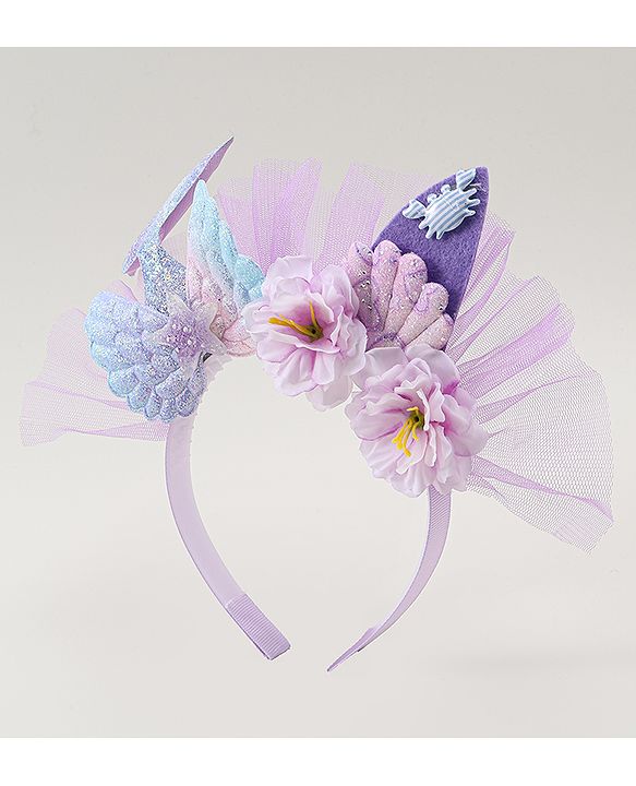 Babyhug Hair Bands With Floral & Marine Collection Applique - Pink