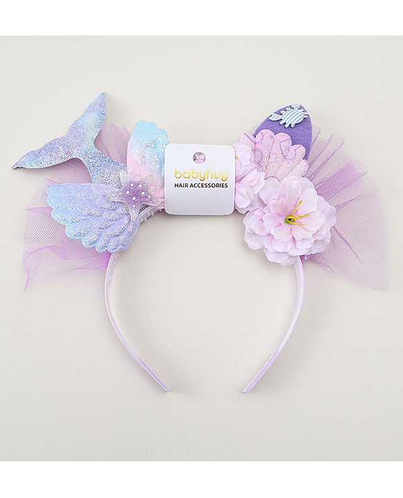 Babyhug Hair Bands With Floral & Marine Collection Applique - Pink