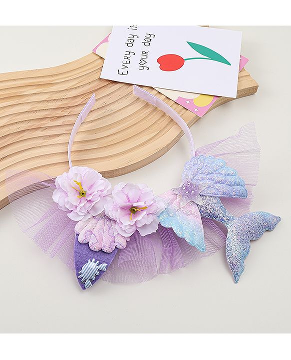 Babyhug Hair Bands With Floral & Marine Collection Applique - Pink