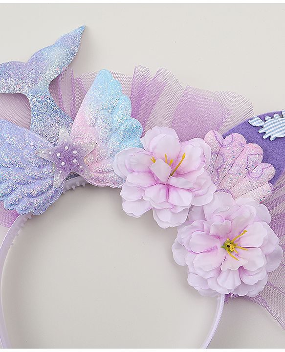 Babyhug Hair Bands With Floral & Marine Collection Applique - Pink