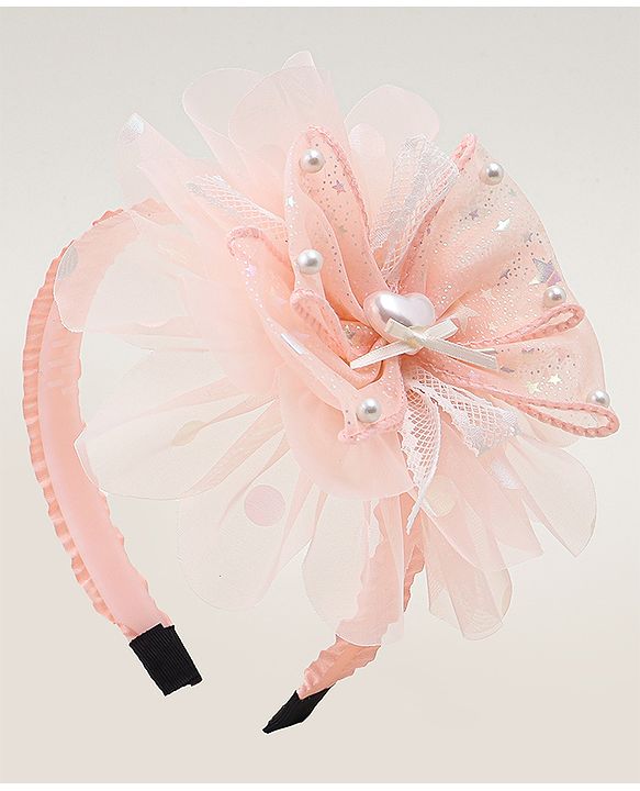 Babyhug Floral & Hearts Applique Hair Band - Pink