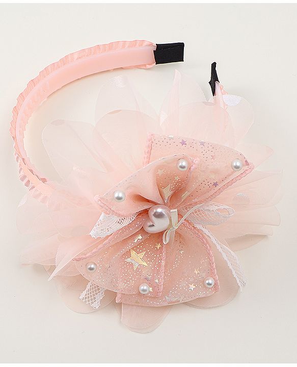 Babyhug Floral & Hearts Applique Hair Band - Pink