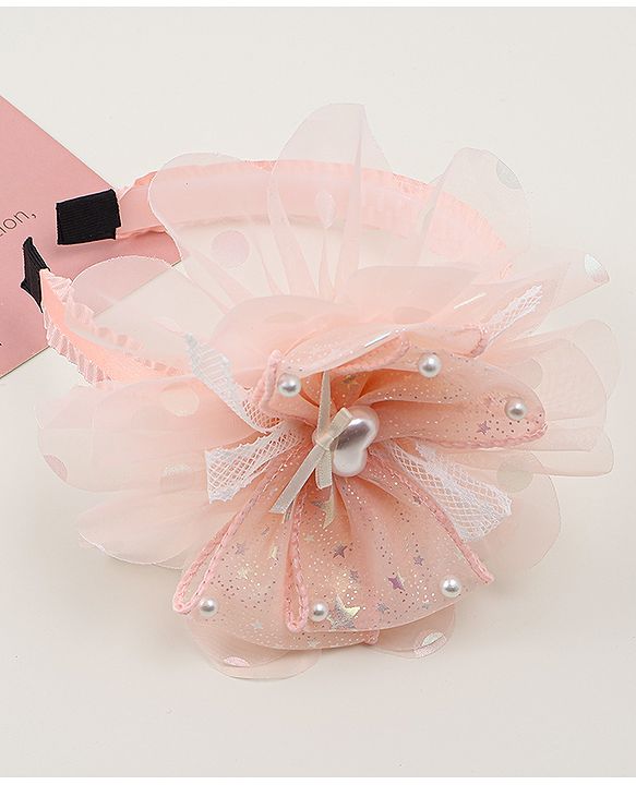 Babyhug Floral & Hearts Applique Hair Band - Pink