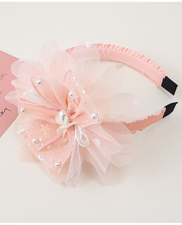 Babyhug Floral & Hearts Applique Hair Band - Pink