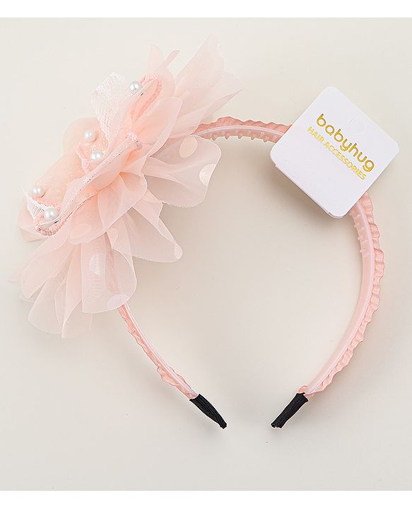 Babyhug Floral & Hearts Applique Hair Band - Pink