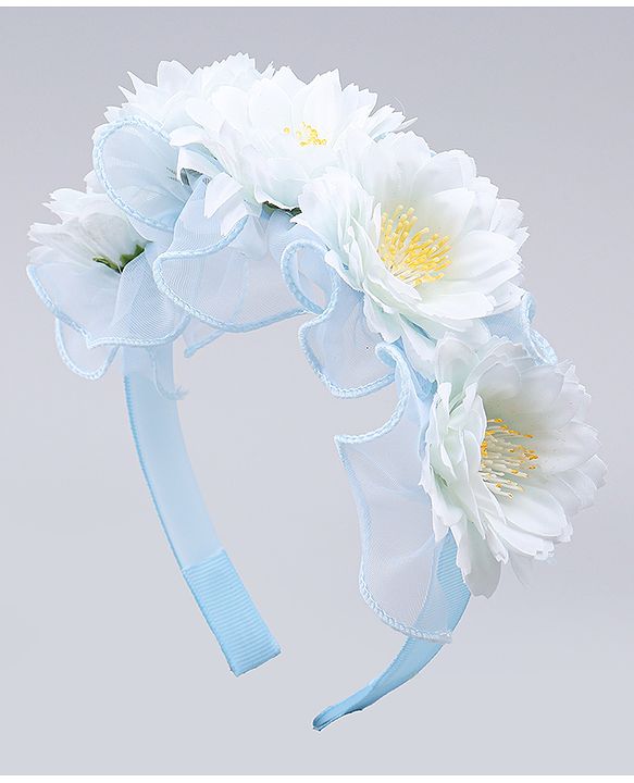 Pine Kids Hair Bands With Floral Applique - Blue