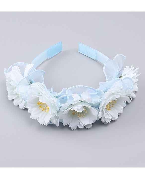 Pine Kids Hair Bands With Floral Applique - Blue