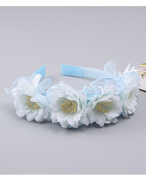 Pine Kids Hair Bands With Floral Applique - Blue