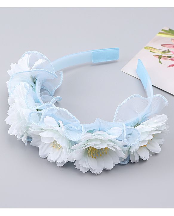 Pine Kids Hair Bands With Floral Applique - Blue