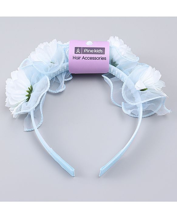 Pine Kids Hair Bands With Floral Applique - Blue