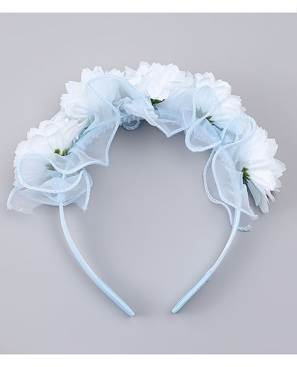 Pine Kids Hair Bands With Floral Applique - Blue