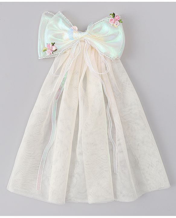 Babyhug  Hair Clip with Bow Applique- Off White