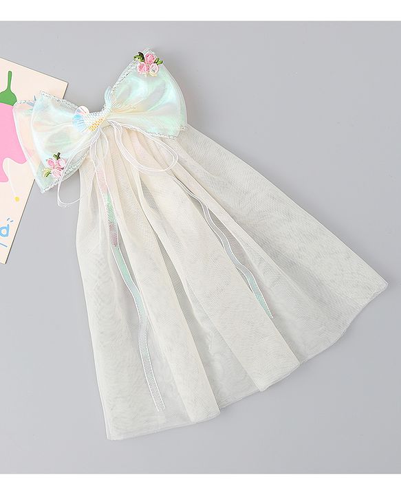 Babyhug  Hair Clip with Bow Applique- Off White