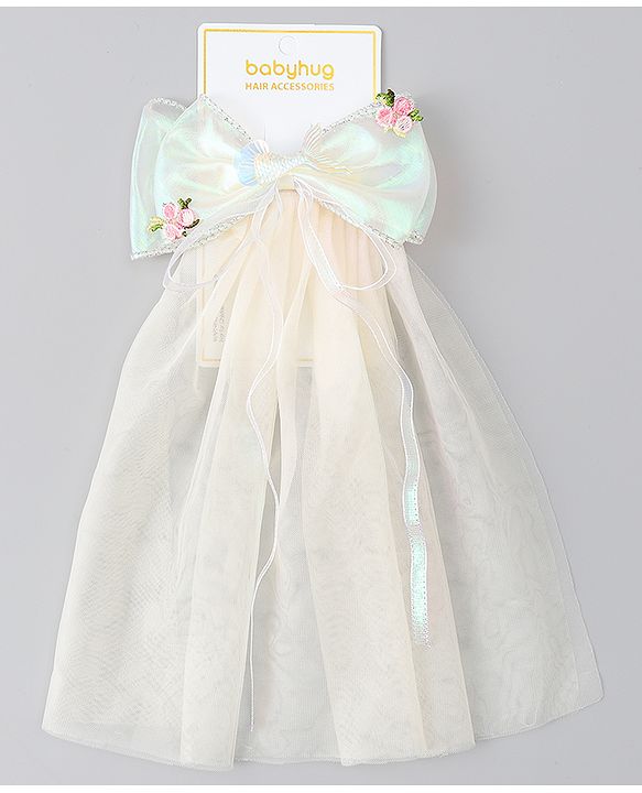 Babyhug  Hair Clip with Bow Applique- Off White